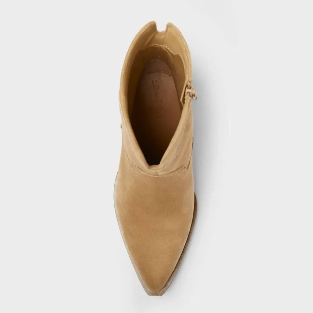 Women’s Dallas Ankle Western Bootie with Memory Foam Insole – Tan 9.5